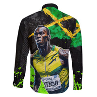 Jamaica Lightning Bolt Family Matching Off The Shoulder Long Sleeve Dress and Hawaiian Shirt Proud of Jumieka Splash Style Black Color - Wonder Print Shop