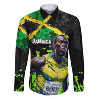 Jamaica Lightning Bolt Family Matching Off Shoulder Maxi Dress and Hawaiian Shirt Proud of Jumieka Splash Style Black Color - Wonder Print Shop