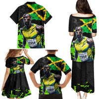 Jamaica Lightning Bolt Family Matching Puletasi and Hawaiian Shirt Proud of Jumieka Splash Style Black Color - Wonder Print Shop