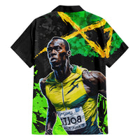 Jamaica Lightning Bolt Family Matching Short Sleeve Bodycon Dress and Hawaiian Shirt Proud of Jumieka Splash Style Black Color - Wonder Print Shop