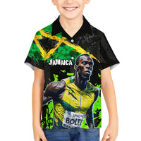 Jamaica Lightning Bolt Family Matching Tank Maxi Dress and Hawaiian Shirt Proud of Jumieka Splash Style Black Color - Wonder Print Shop