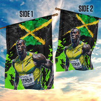Jamaica Lightning Bolt Garden Flag Proud of Jumieka Splash Style Black Color - Wonder Print Shop