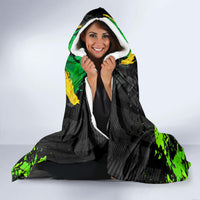 Jamaica Lightning Bolt Hooded Blanket Proud of Jumieka Splash Style Black Color