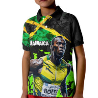 Jamaica Lightning Bolt Kid Polo Shirt Proud of Jumieka Splash Style Black Color - Wonder Print Shop