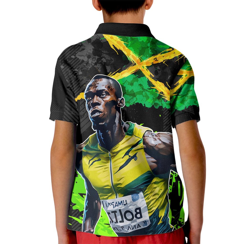 Jamaica Lightning Bolt Kid Polo Shirt Proud of Jumieka Splash Style Black Color - Wonder Print Shop
