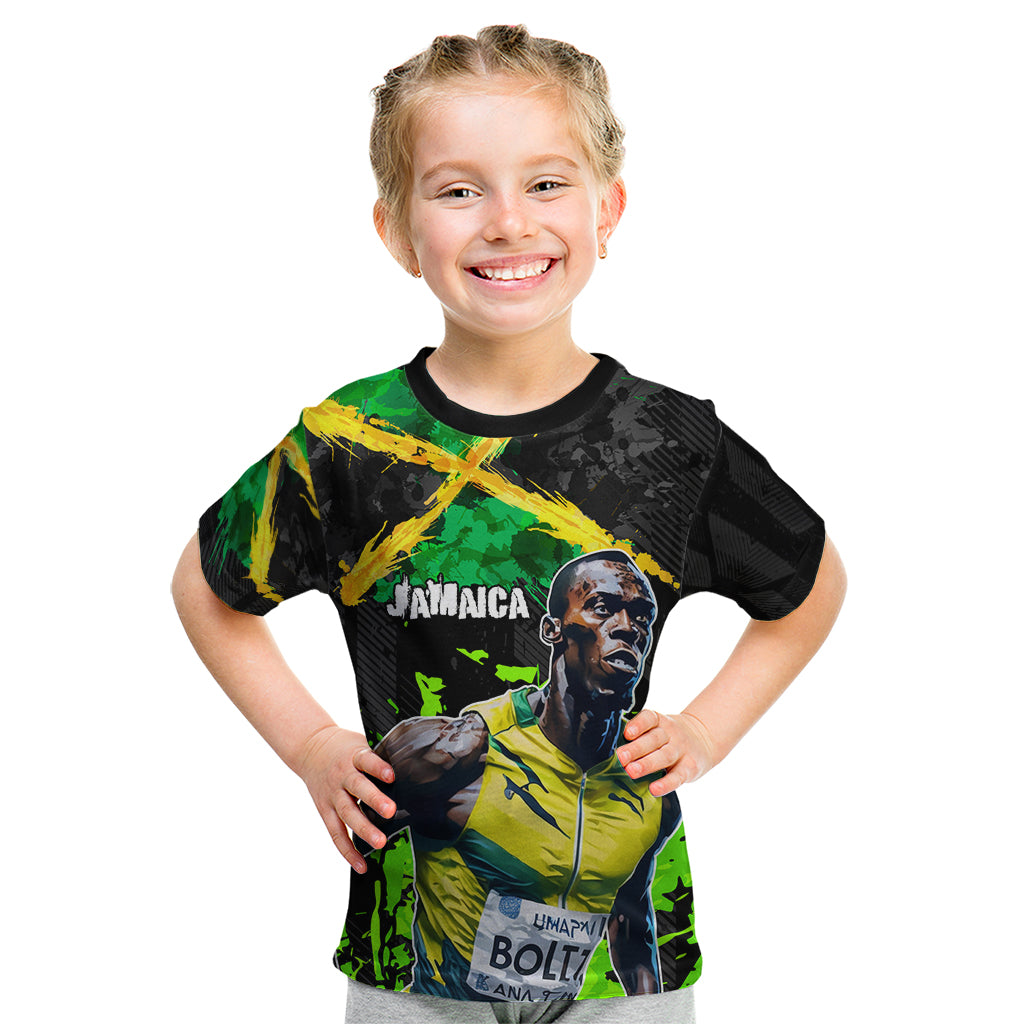 Jamaica Lightning Bolt Kid T Shirt Proud of Jumieka Splash Style Black Color - Wonder Print Shop