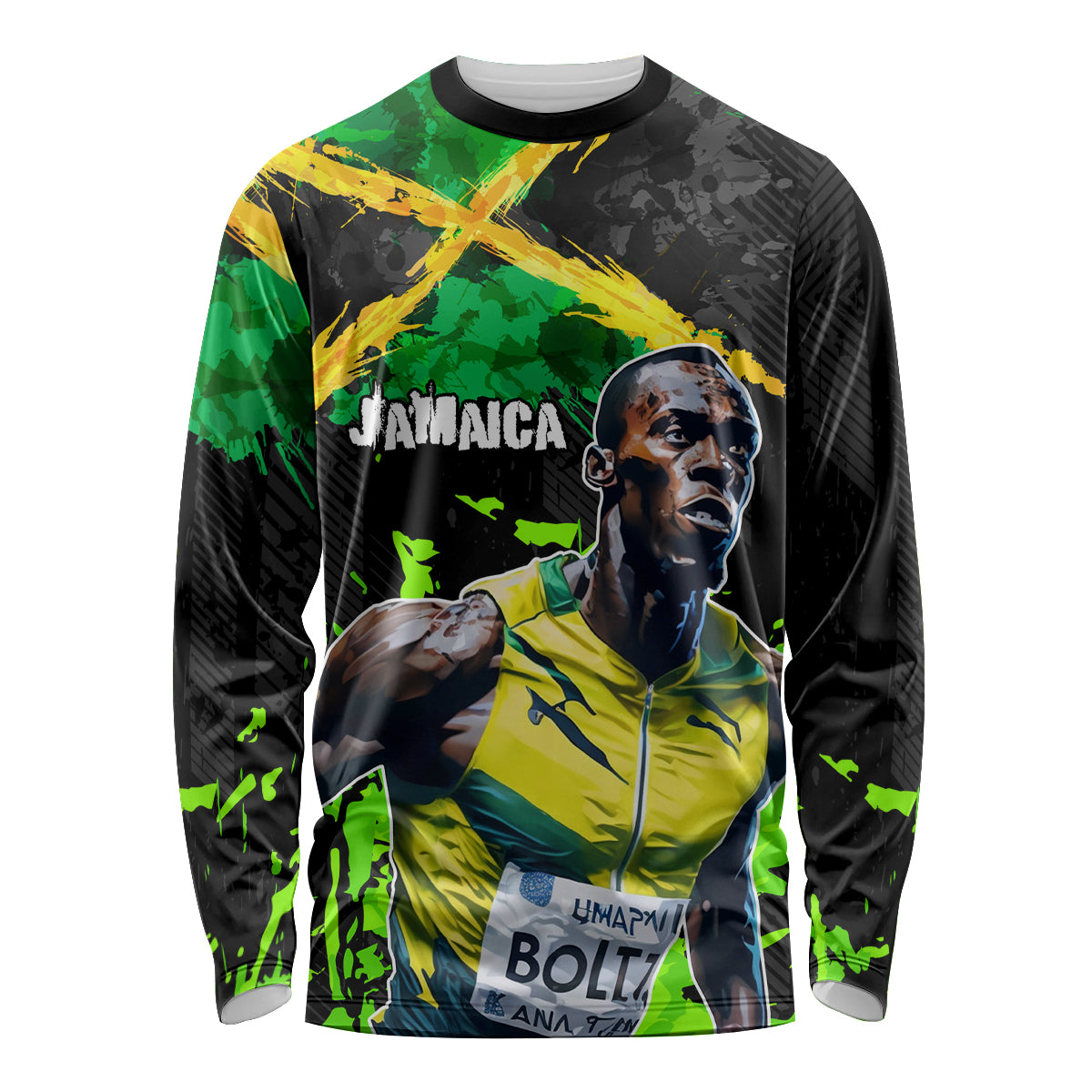 Jamaica Lightning Bolt Long Sleeve Shirt Proud of Jumieka Splash Style Black Color - Wonder Print Shop