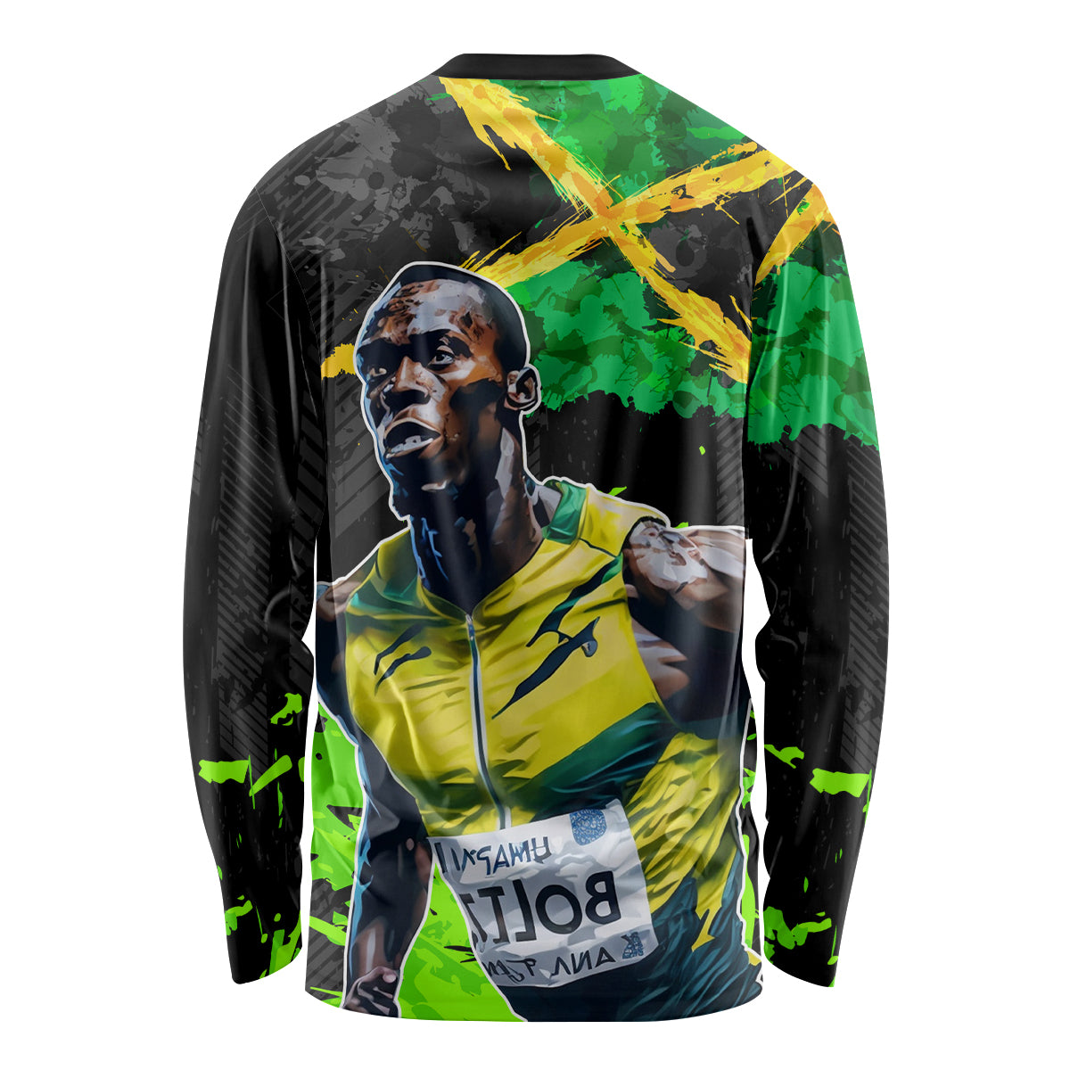 Jamaica Lightning Bolt Long Sleeve Shirt Proud of Jumieka Splash Style Black Color - Wonder Print Shop