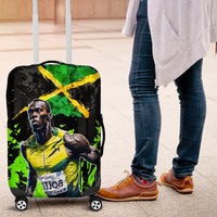 Jamaica Lightning Bolt Luggage Cover Proud of Jumieka Splash Style Black Color - Wonder Print Shop