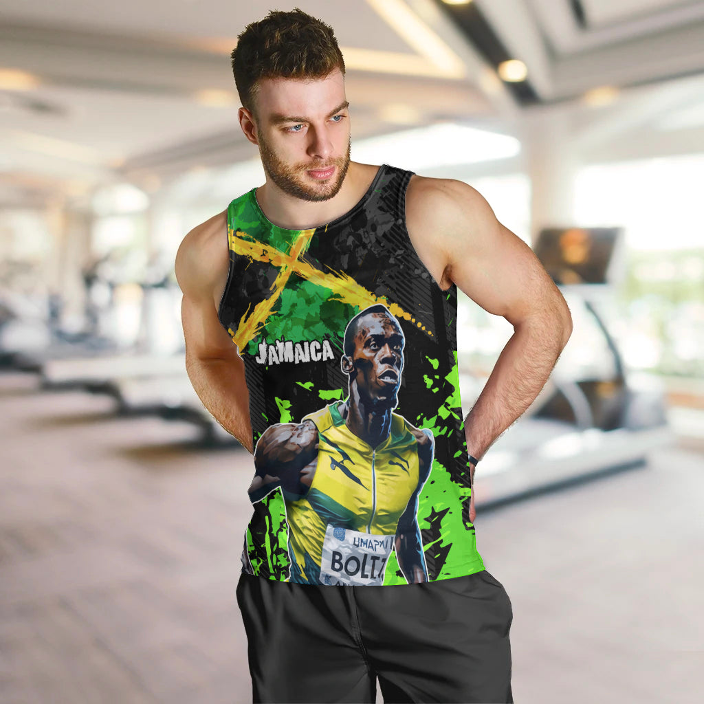 Jamaica Lightning Bolt Men Tank Top Proud of Jumieka Splash Style Black Color - Wonder Print Shop