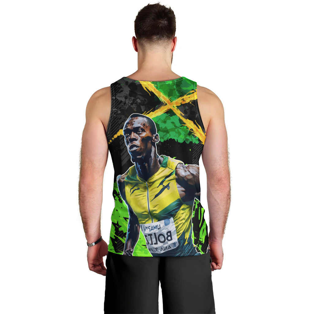Jamaica Lightning Bolt Men Tank Top Proud of Jumieka Splash Style Black Color - Wonder Print Shop