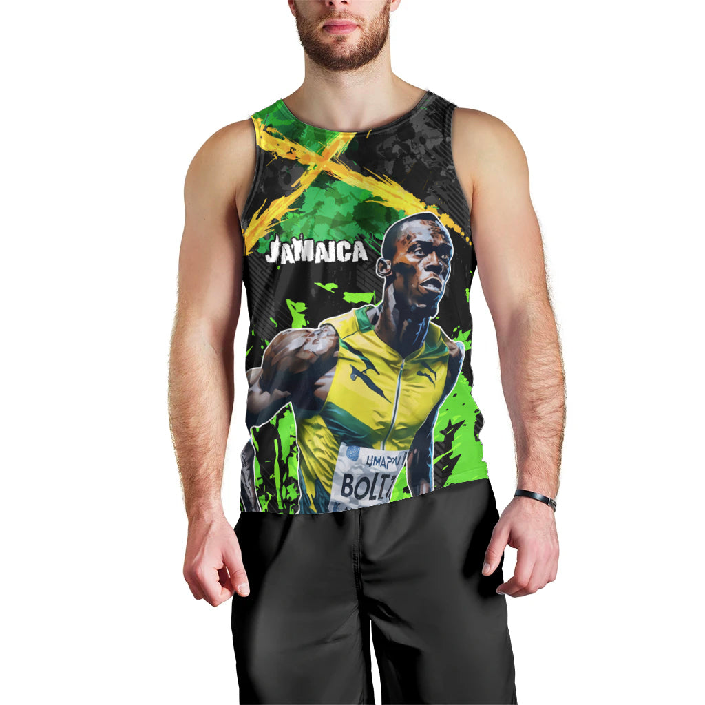 Jamaica Lightning Bolt Men Tank Top Proud of Jumieka Splash Style Black Color - Wonder Print Shop
