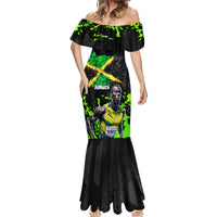 Jamaica Lightning Bolt Mermaid Dress Proud of Jumieka Splash Style Black Color - Wonder Print Shop