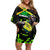 Jamaica Lightning Bolt Off Shoulder Short Dress Proud of Jumieka Splash Style Black Color - Wonder Print Shop