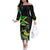 Jamaica Lightning Bolt Off The Shoulder Long Sleeve Dress Proud of Jumieka Splash Style Black Color - Wonder Print Shop