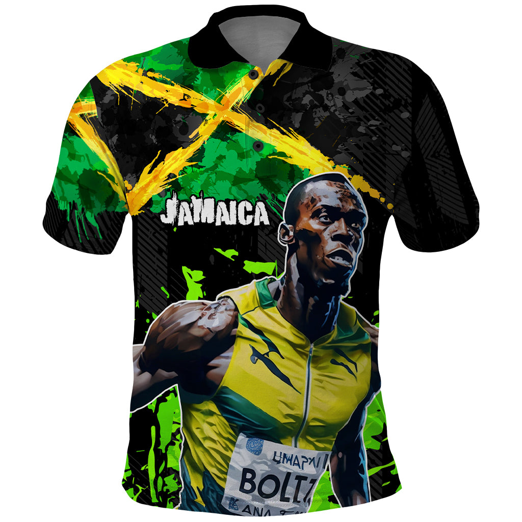 Jamaica Lightning Bolt Polo Shirt Proud of Jumieka Splash Style Black Color - Wonder Print Shop