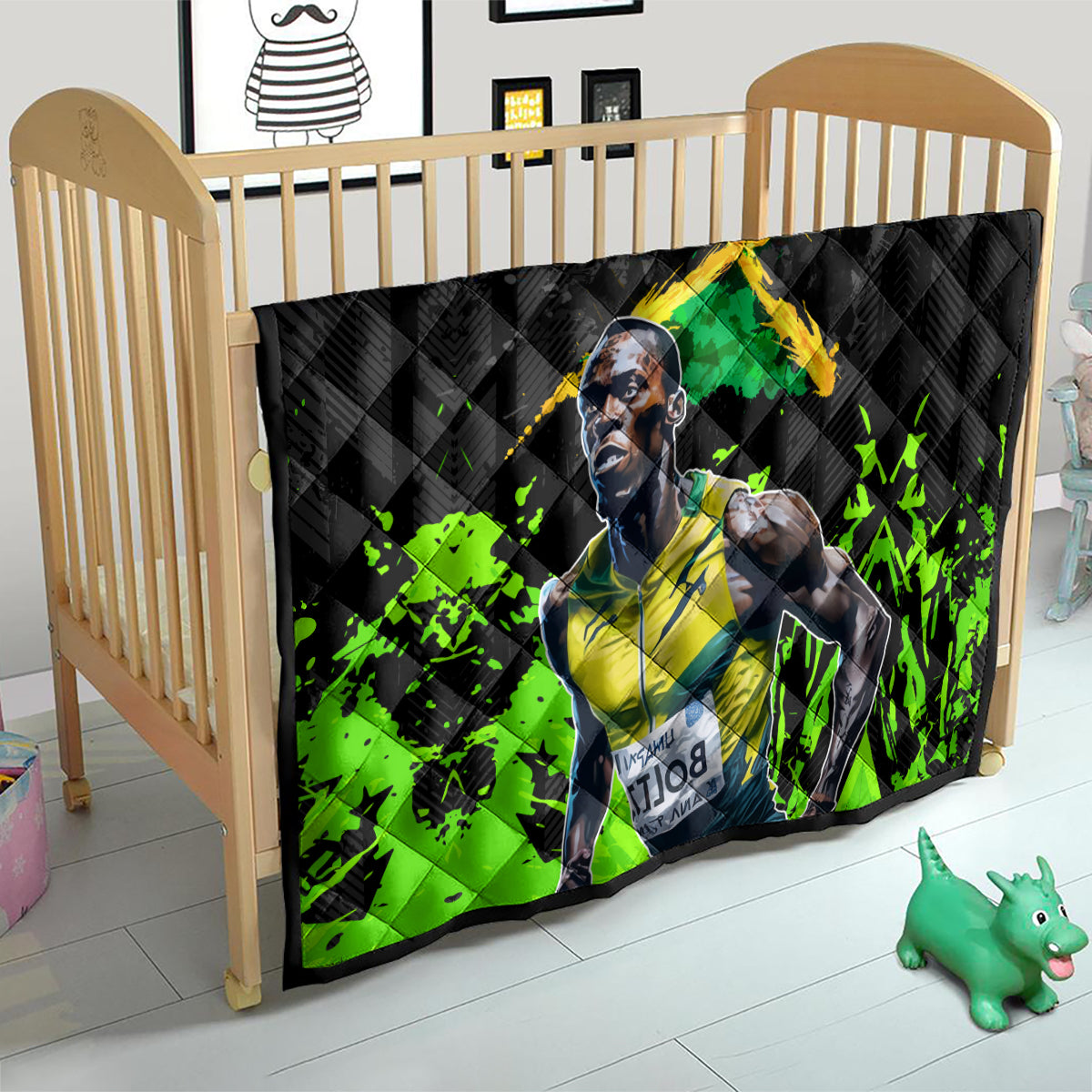 Jamaica Lightning Bolt Quilt Proud of Jumieka Splash Style Black Color - Wonder Print Shop