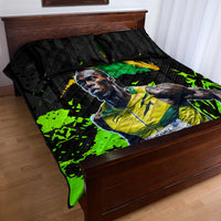 Jamaica Lightning Bolt Quilt Bed Set Proud of Jumieka Splash Style Black Color - Wonder Print Shop