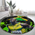 Jamaica Lightning Bolt Round Carpet Proud of Jumieka Splash Style Black Color