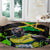 Jamaica Lightning Bolt Round Carpet Proud of Jumieka Splash Style Black Color