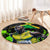 Jamaica Lightning Bolt Round Carpet Proud of Jumieka Splash Style Black Color