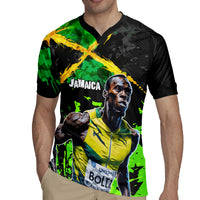 Jamaica Lightning Bolt Rugby Jersey Proud of Jumieka Splash Style Black Color - Wonder Print Shop