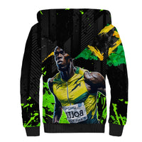 Jamaica Lightning Bolt Sherpa Hoodie Proud of Jumieka Splash Style Black Color - Wonder Print Shop