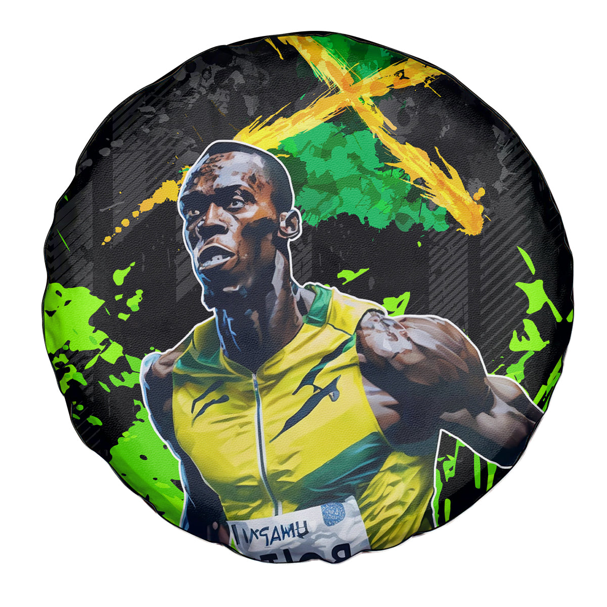 Jamaica Lightning Bolt Spare Tire Cover Proud of Jumieka Splash Style Black Color - Wonder Print Shop