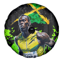 Jamaica Lightning Bolt Spare Tire Cover Proud of Jumieka Splash Style Black Color - Wonder Print Shop