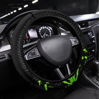 Jamaica Lightning Bolt Steering Wheel Cover Proud of Jumieka Splash Style Black Color - Wonder Print Shop