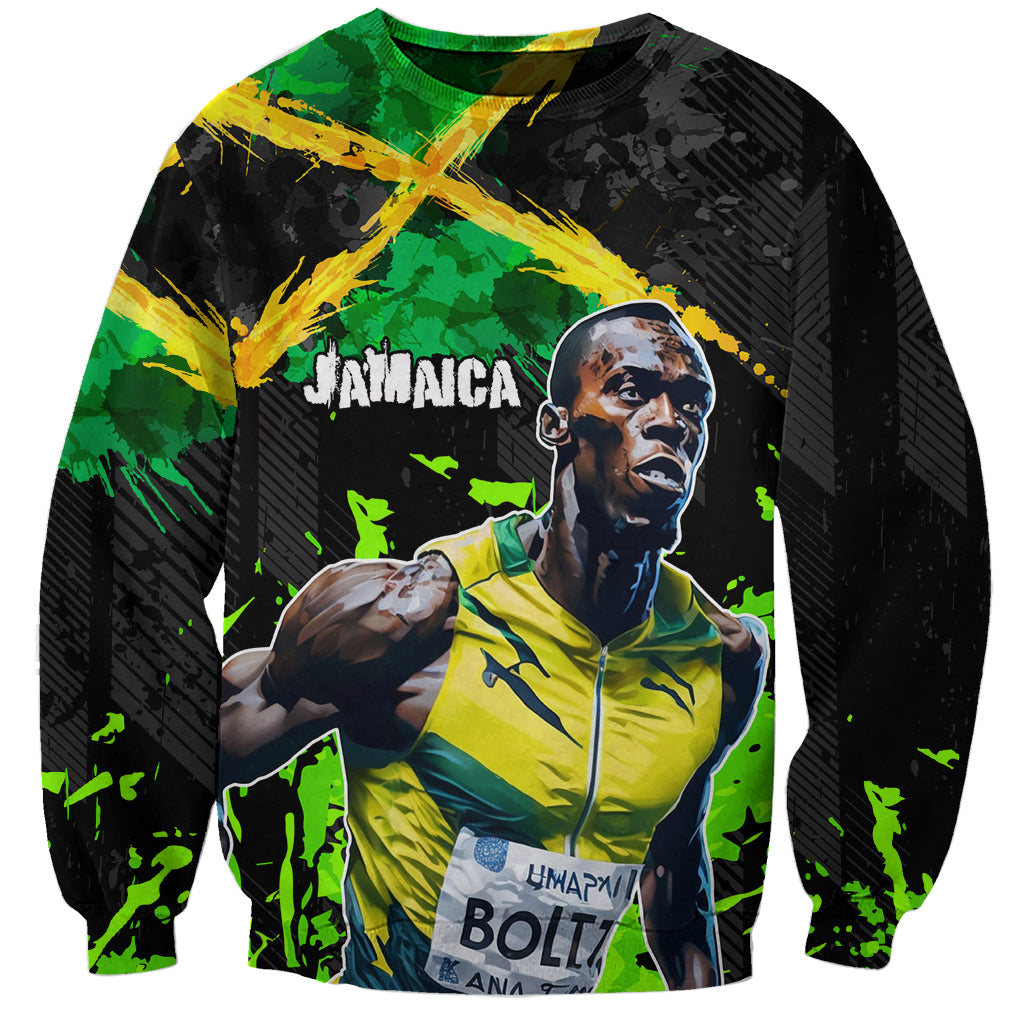 Jamaica Lightning Bolt Sweatshirt Proud of Jumieka Splash Style Black Color - Wonder Print Shop