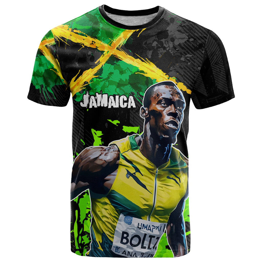 Jamaica Lightning Bolt T Shirt Proud of Jumieka Splash Style Black Color - Wonder Print Shop