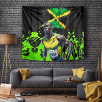 Jamaica Lightning Bolt Tapestry Proud of Jumieka Splash Style Black Color - Wonder Print Shop