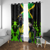 Jamaica Lightning Bolt Window Curtain Proud of Jumieka Splash Style Black Color - Wonder Print Shop