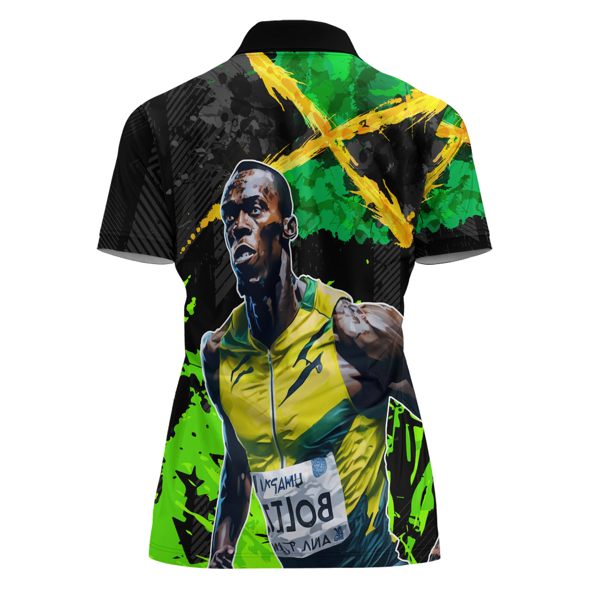 Jamaica Lightning Bolt Women Polo Shirt Proud of Jumieka Splash Style Black Color - Wonder Print Shop