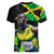 Jamaica Lightning Bolt Women V-Neck T-Shirt Proud of Jumieka Splash Style Black Color - Wonder Print Shop