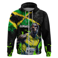 Jamaica Lightning Bolt Zip Hoodie Proud of Jumieka Splash Style Black Color - Wonder Print Shop