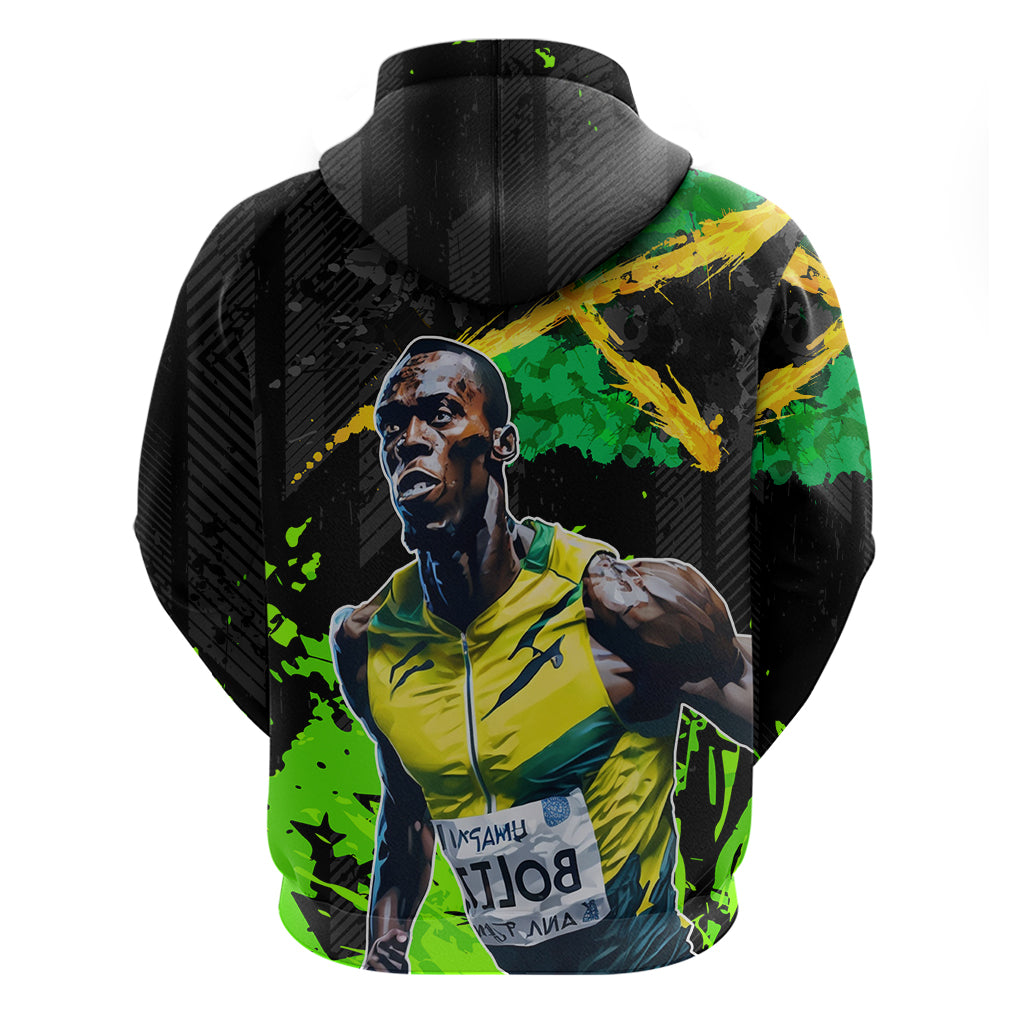 Jamaica Lightning Bolt Zip Hoodie Proud of Jumieka Splash Style Black Color - Wonder Print Shop