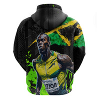 Jamaica Lightning Bolt Zip Hoodie Proud of Jumieka Splash Style Black Color - Wonder Print Shop