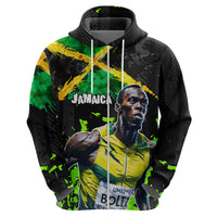 Jamaica Lightning Bolt Zip Hoodie Proud of Jumieka Splash Style Black Color - Wonder Print Shop