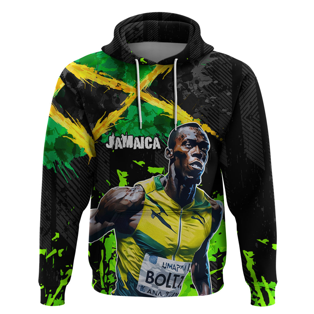 Jamaica Lightning Bolt Zip Hoodie Proud of Jumieka Splash Style Black Color - Wonder Print Shop