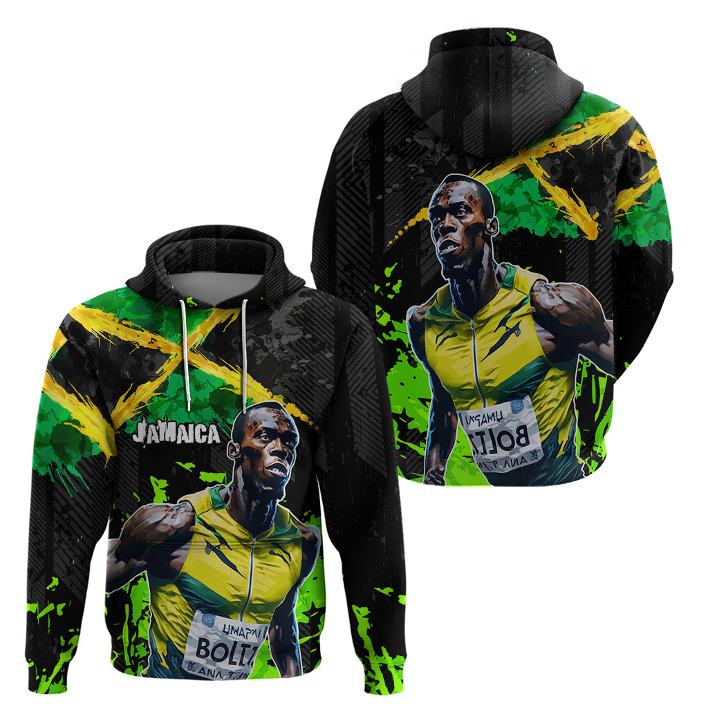 Jamaica Lightning Bolt Zip Hoodie Proud of Jumieka Splash Style Black Color - Wonder Print Shop
