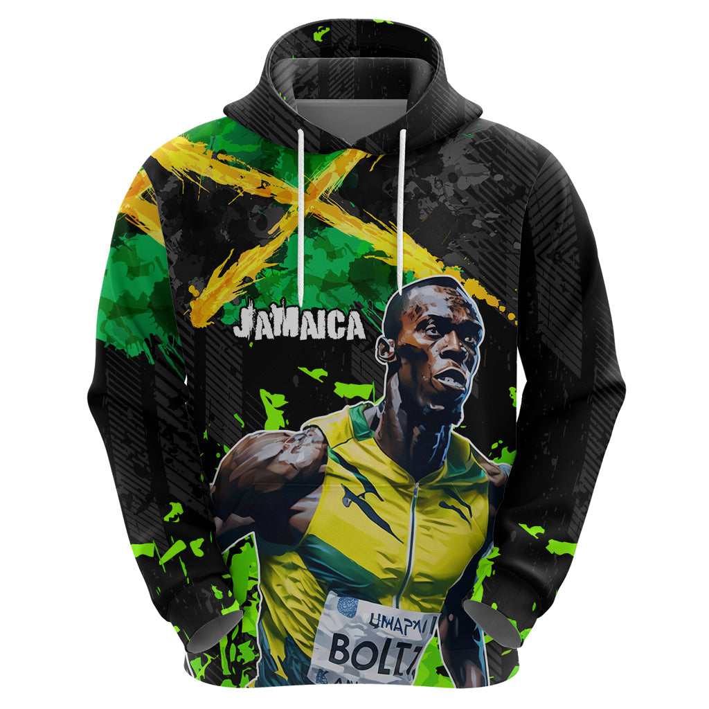 Jamaica Lightning Bolt Zip Hoodie Proud of Jumieka Splash Style Black Color - Wonder Print Shop