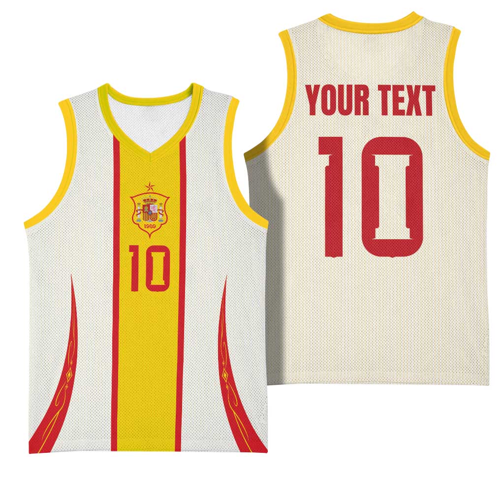 Custom Spain National Football Basketball Jersey Pinstripe Flag with Royal Crest