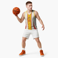 Custom Spain National Football Basketball Jersey Pinstripe Flag with Royal Crest