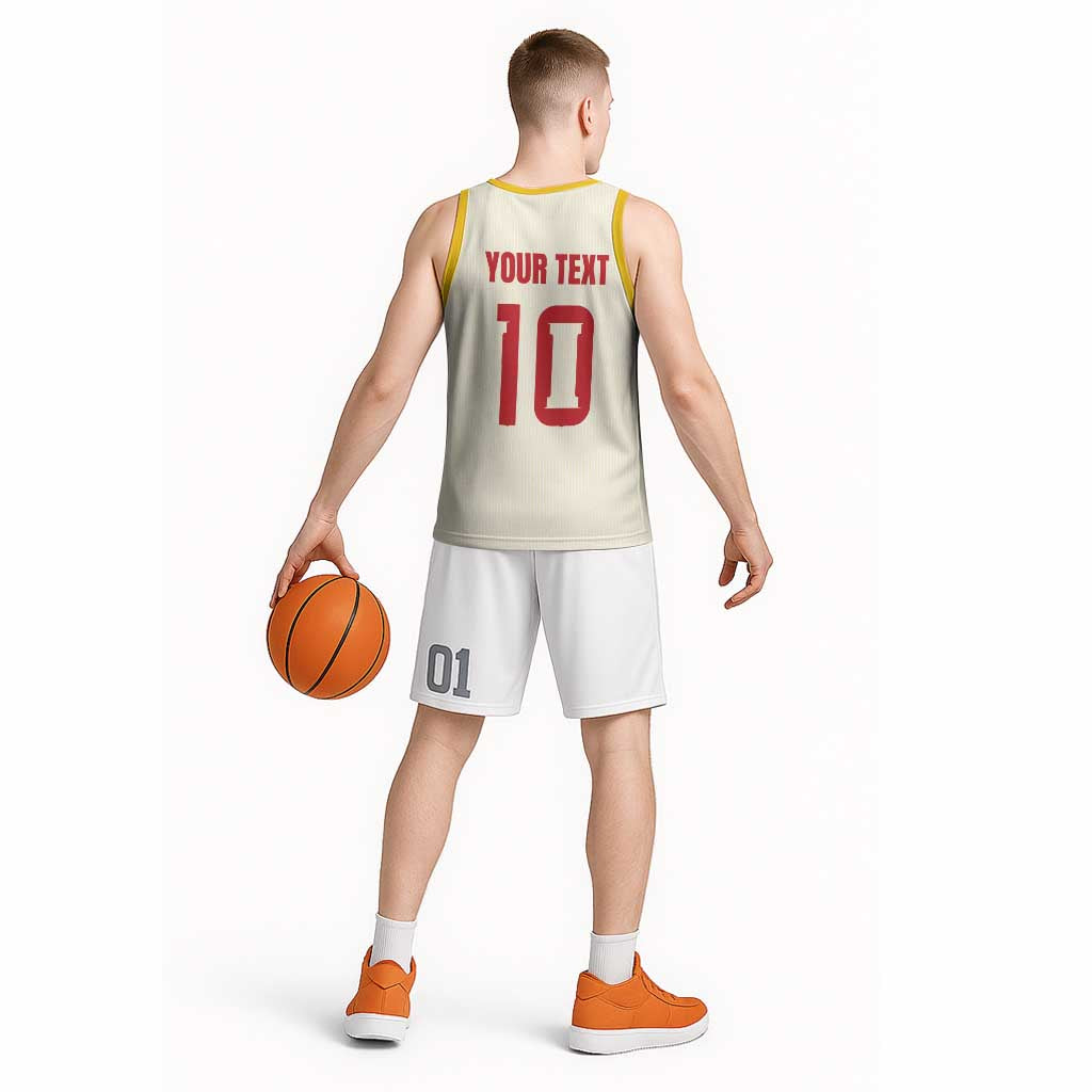 Custom Spain National Football Basketball Jersey Pinstripe Flag with Royal Crest