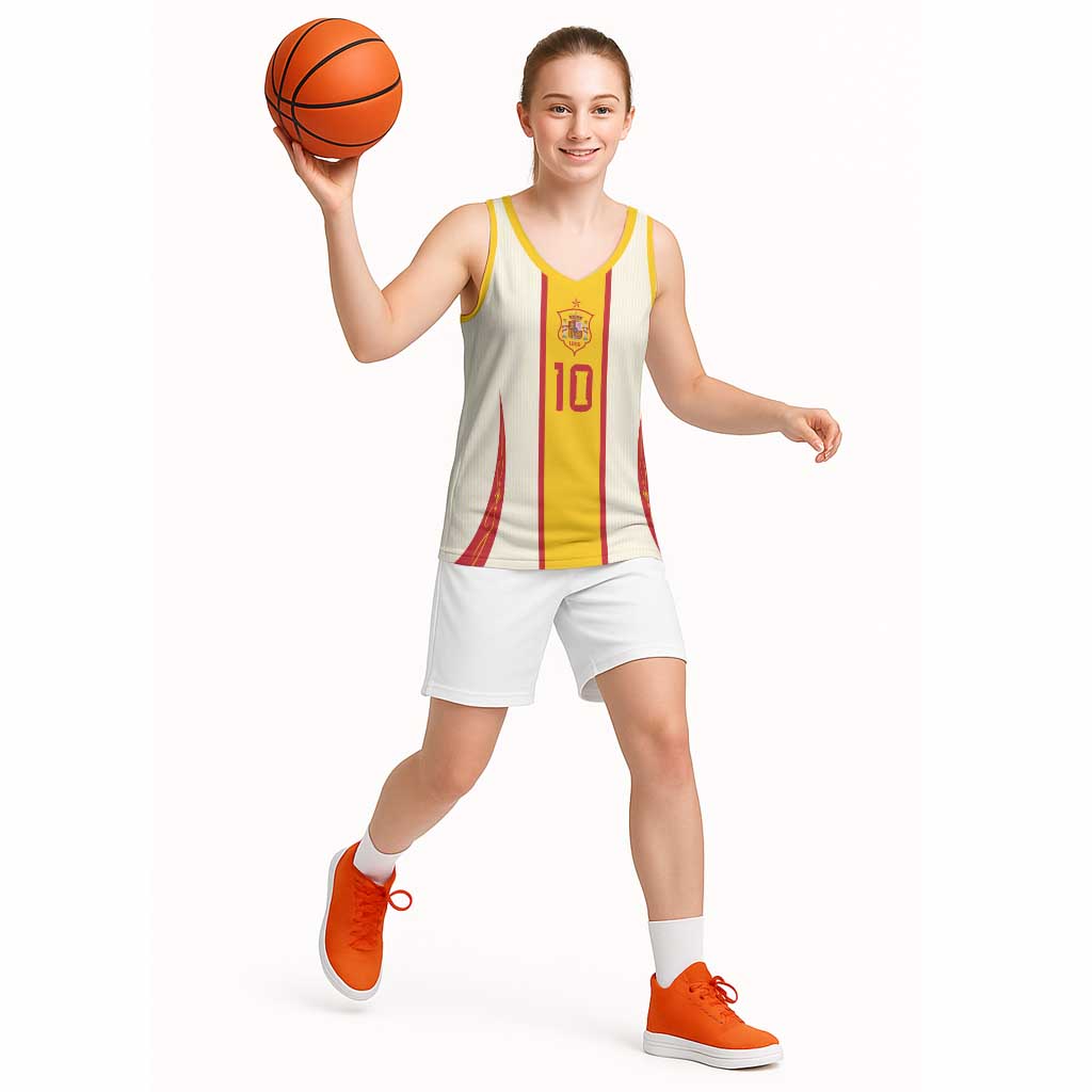 Custom Spain National Football Basketball Jersey Pinstripe Flag with Royal Crest