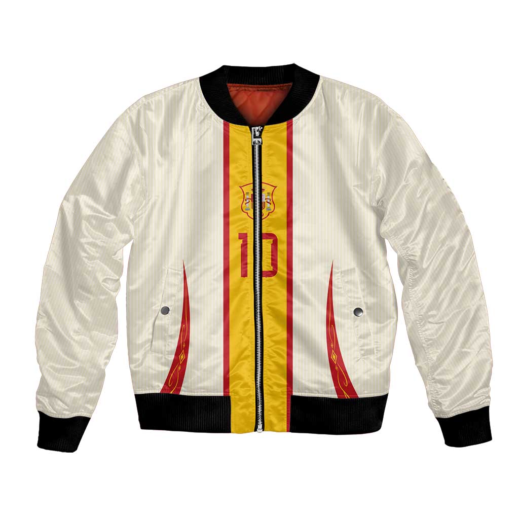 Custom Spain National Football Bomber Jacket Pinstripe Flag with Royal Crest