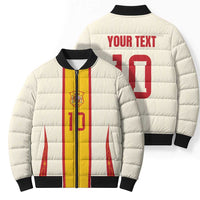 Custom Spain National Football Bomber Puffer Jacket Pinstripe Flag with Royal Crest