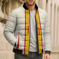 Custom Spain National Football Bomber Puffer Jacket Pinstripe Flag with Royal Crest